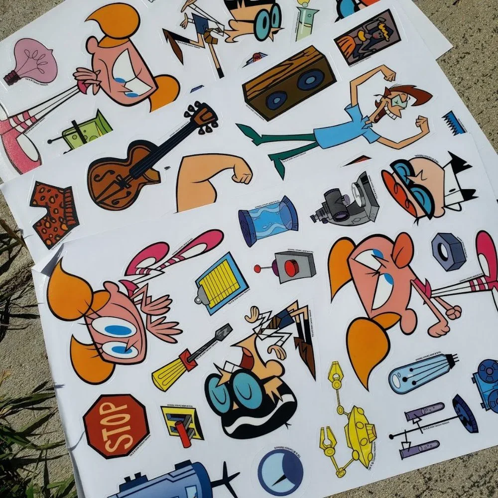 Johnny Bravo Dexter's Laboratory LARGE Vinyl Sticker pack and storyboards Crazy